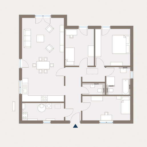 Grundriss Erdgeschoss Bungalow Lifetime 4 mit Flachdach von allkauf