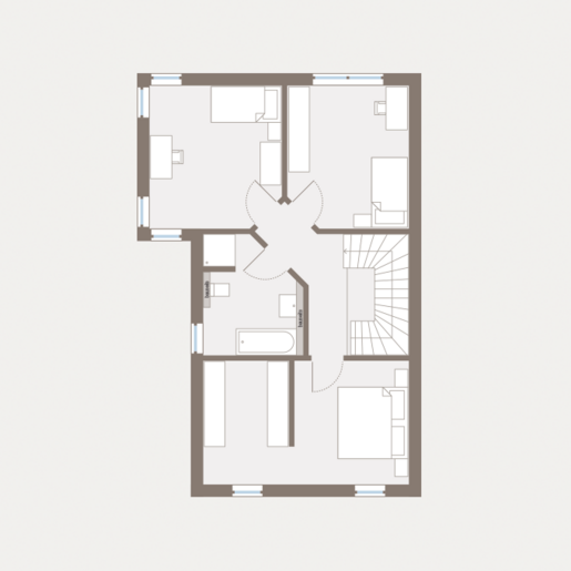 Grundriss Dachgeschoss Doppelhaus mit Flachdach Double 8 von allkauf